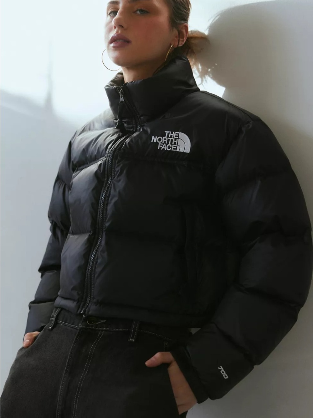 The North Face Cropped Black Puffy Down Jacket